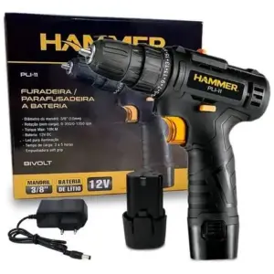 Parafusadeira Furadeira à Bateria Hammer Preta PLI11