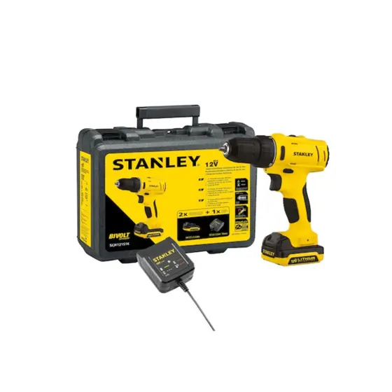 Parafusadeira Furadeira de Impacto Stanley SCH121S1 12V com 1 Bateria 1.5Ah e Maleta