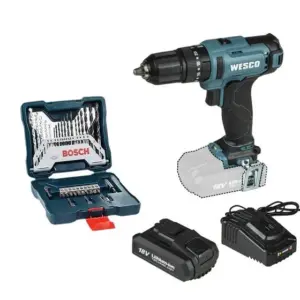 Parafusadeira Furadeira de Impacto Wesco 18V com Kit Brocas WS2390