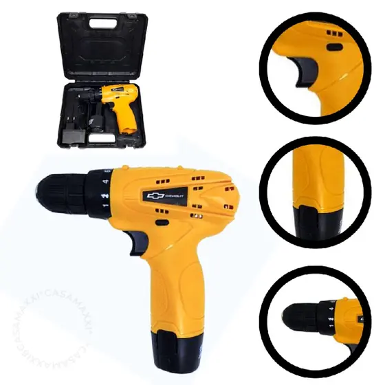 Parafusadeira Furadeira sem Fio Chevrolet 10mm 12V Bivolt