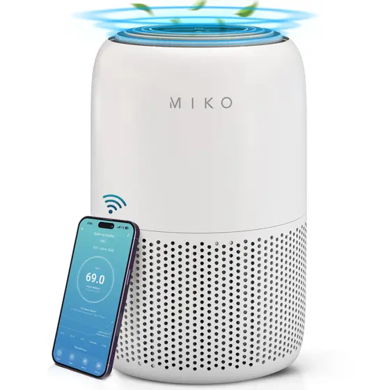 Purificador de Ar MIKO H13 True HEPA 3 em 1 para 1200ft² com WiFi