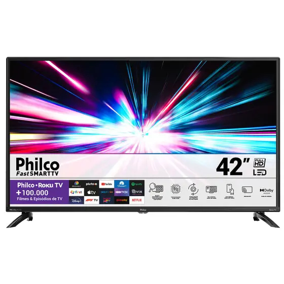 Smart TV LED Philco 42″ Roku TV Dolby Áudio PTV42G6FR2CPF