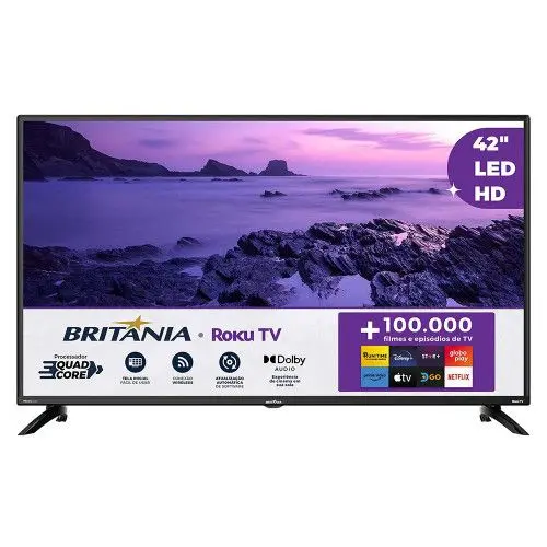 Smart TV LED Britânia 42″ Full HD Roku TV BTV42G6FR2CP