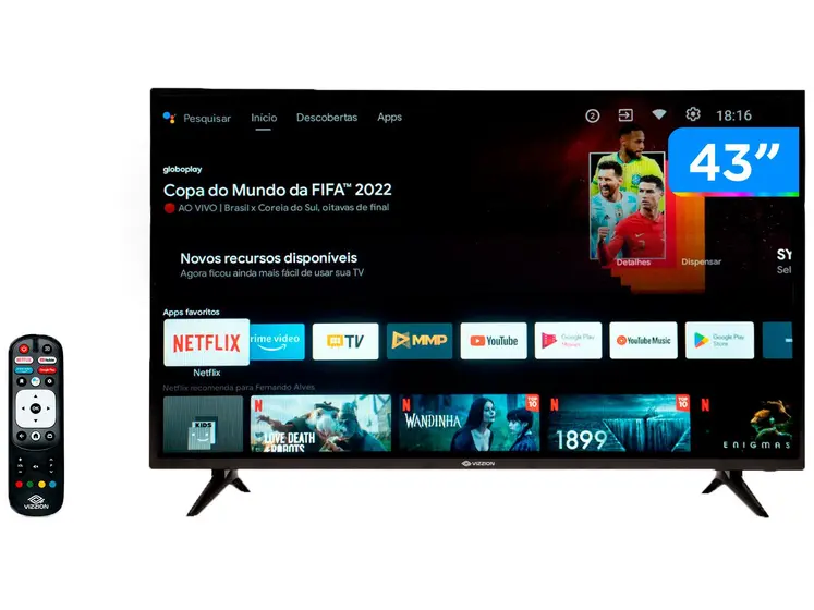 Smart TV DLED Rig Vizzion 43″ Full HD IPS BR43D1SA