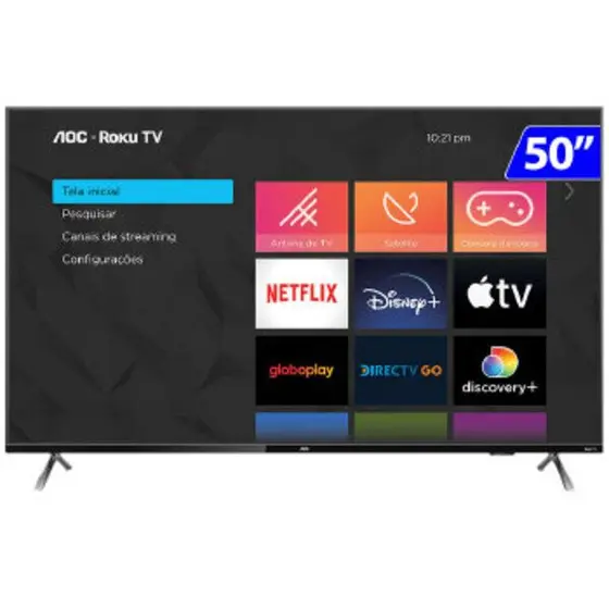 Smart TV LED 4K UHD AOC 50″ Roku TV Dolby Vision HDR10+ 50U6125/78G