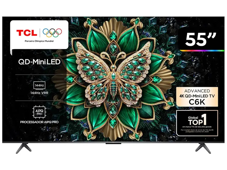 Smart TV MiniLED TCL 55″ 4K UHD 120Hz Google TV 55C6K