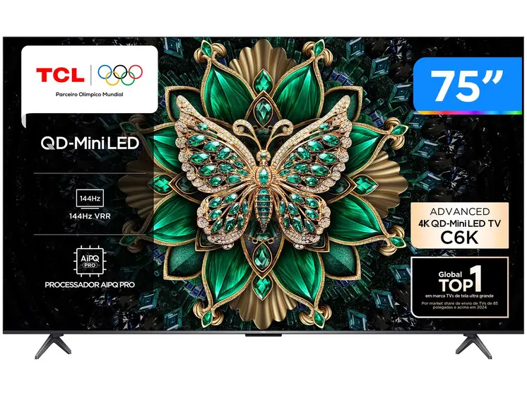 Smart TV MiniLED TCL 75″ 4K UHD 120Hz Google TV 75C6K