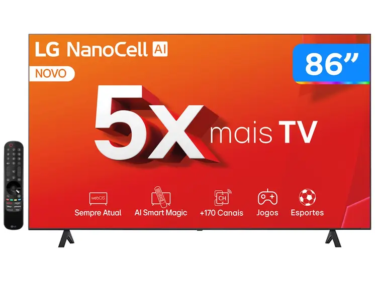 Smart TV NanoCell LG 86″ 4K Painel 120Hz FreeSync 86NANO80T