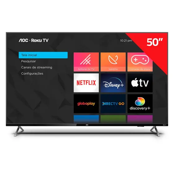 Smart TV LED AOC 50″ 4K Roku TV 50U6125/78G