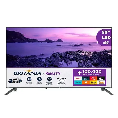 Smart TV DLED Britânia 50″ 4K UHD Roku TV BTV50VA4REGB