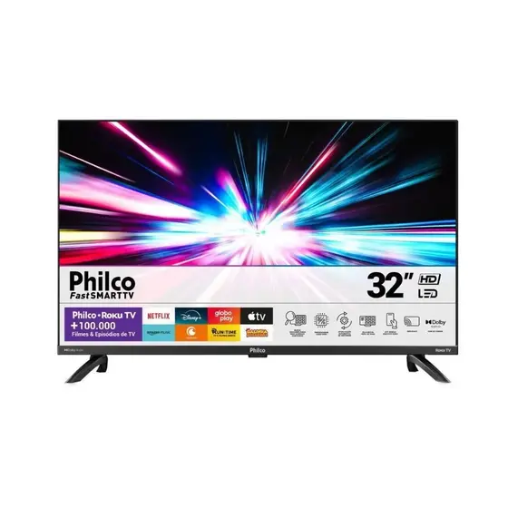Smart TV LED Philco 32″ Roku TV Borda Infinita PTV32G7PR2CGB