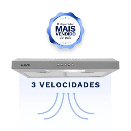 Depurador de Ar de Parede com Exaustor Suggar Slim 60cm Branco para Fogão de 4 Bocas 220V DPS162BR