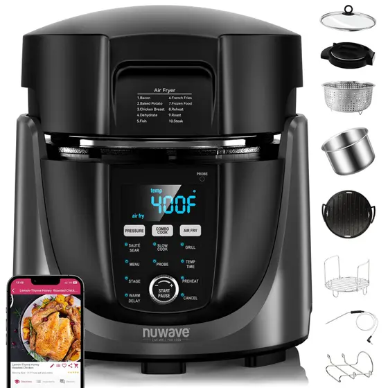 Panela de Pressão Elétrica com Fritadeira Nuwave Duet 6L