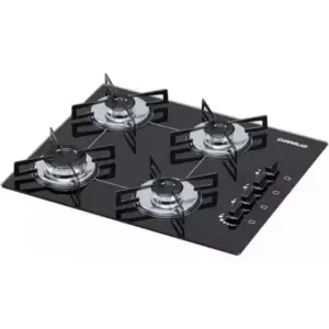 Cooktop 4 Bocas a Gás Chamalux com Queimador Ultrarrápido e Vidro Temperado Preto Bivolt
