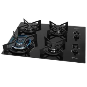 Cooktop 4 Bocas a Gás Fischer Tripla Chama Superautomático Preto Cooktop 4 Bocas a Gás Fischer Tripla Chama Superautomático Preto