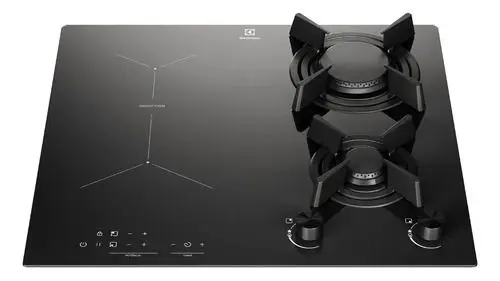 Cooktop 4 Bocas Híbrido Electrolux 2 Queimadores a Gás e 2 por Indução