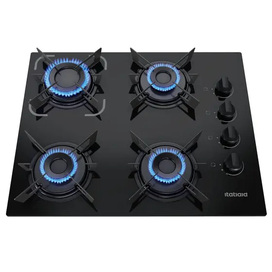 Cooktop 4 Bocas a Gás Itatiaia Electra Glass Queimador Rápido e Acendimento Superautomático Bivolt