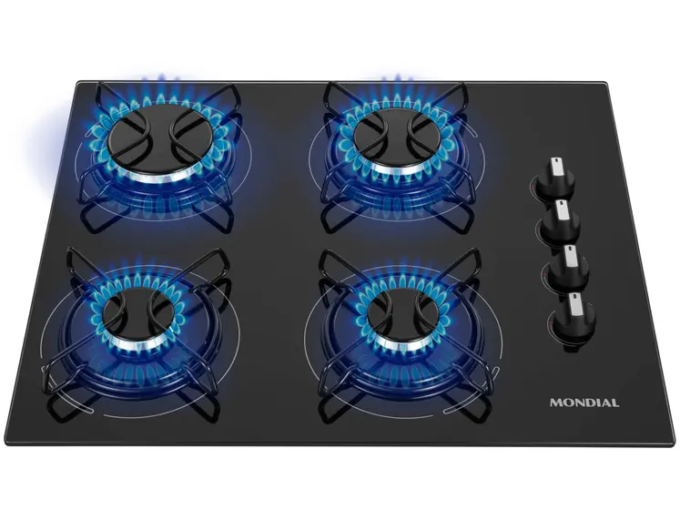 Cooktop 4 Bocas a Gás Mondial Preto CTG-01