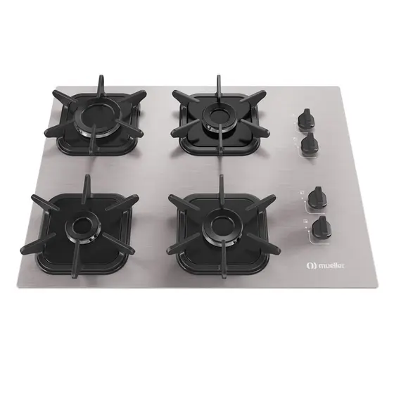 Cooktop 4 Bocas a Gás Mueller com Queimador Ultra Chama e Mesa de Alumínio