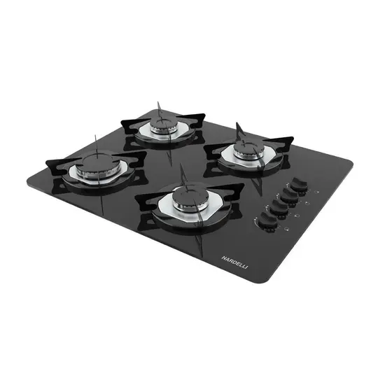 Cooktop 4 Bocas a Gás Nardelli com Mesa de Vidro Preto