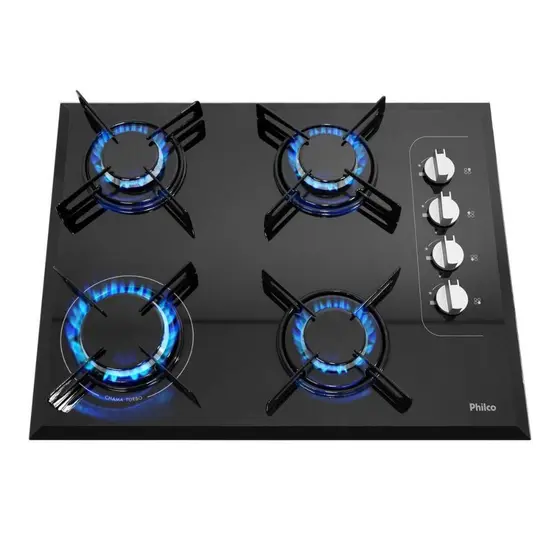 Cooktop 4 Bocas a Gás Philco Chef 4 com Vidro Temperado Bivolt