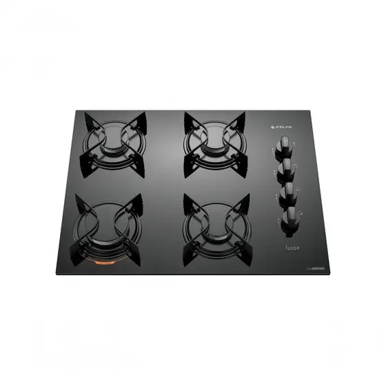 Cooktop 4 Bocas a Gás Atlas U Top com Mesa de Vidro Preto Bivolt