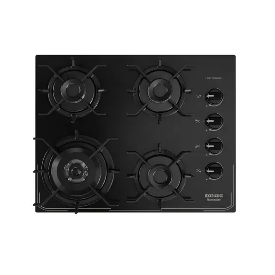 Cooktop 4 Bocas a Gás Itatiaia Itamaster Tripla Chama com Mesa em Aço Inox e Trempes de Ferro Fundido Preto Bivolt