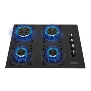 Cooktop 4 Bocas a Gás Mondial Preto e Inox CTG-01 Cooktop 4 Bocas a Gás Mondial Preto e Inox CTG-01