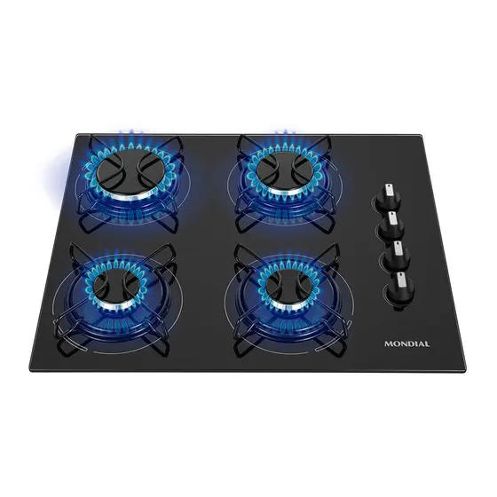 Cooktop 4 Bocas a Gás Mondial Preto e Inox CTG-01