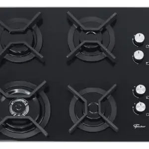 Cooktop 4 Bocas a Gás Fischer com Mesa de Vidro Preto Bivolt