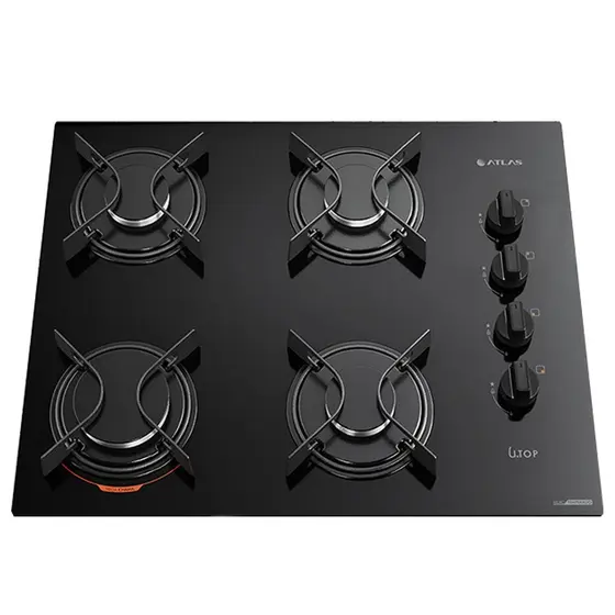 Cooktop 4 Bocas a Gás Atlas Utop Superautomático com Mesa de Vidro Temperado