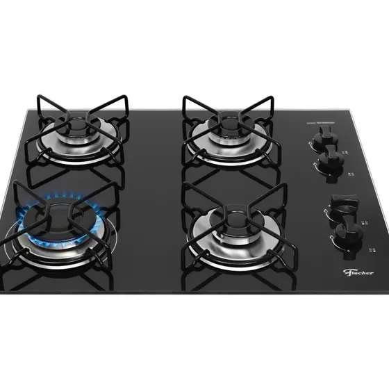 Cooktop 4 Bocas a Gás Fischer Fit Line com Trempe Esmaltada Aramado