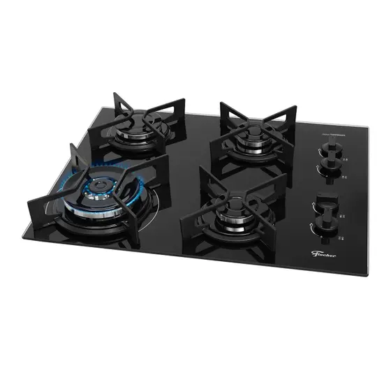 Cooktop 4 Bocas a Gás Fischer Fit Line TC com Trempe de Ferro
