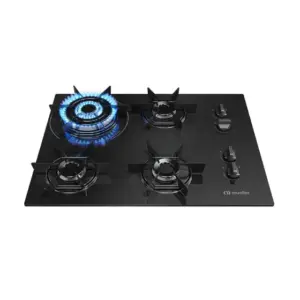 Cooktop 4 Bocas a Gás Mueller Ultra Chama com Mesa de Vidro Preto Bivolt MCG4BB Cooktop 4 Bocas a Gás Mueller Ultra Chama com Mesa de Vidro Preto Bivolt MCG4BB