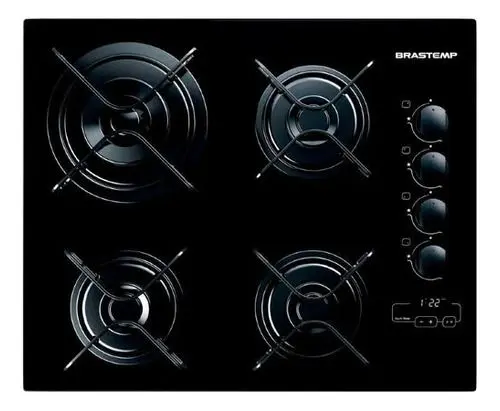 Cooktop 4 Bocas a Gás Brastemp com Timer Touch e Mesa de Vidro