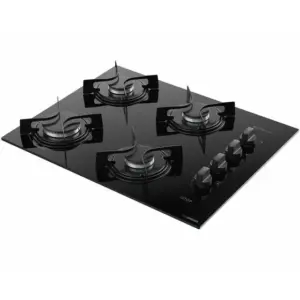 Cooktop 4 Bocas a Gás Atlas Utop com Mesa de Vidro Preto Bivolt Cooktop 4 Bocas a Gás Atlas Utop com Mesa de Vidro Preto Bivolt
