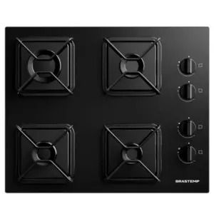 Cooktop 4 Bocas a Gás Brastemp com Chama Simmer e Grades de Ferro Aramado BDD61BE Cooktop 4 Bocas a Gás Brastemp com Chama Simmer e Grades de Ferro Aramado BDD61BE