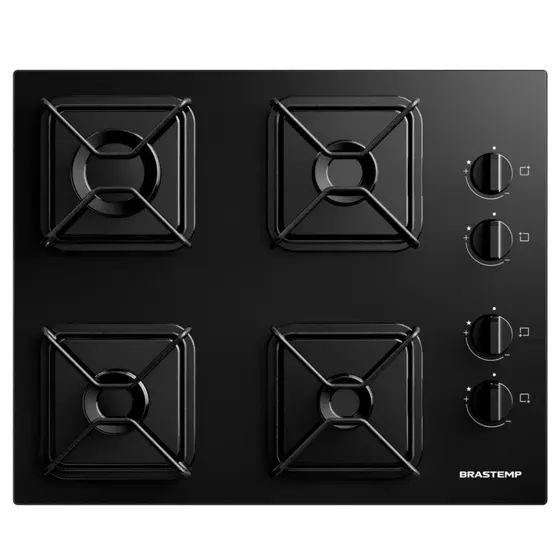 Cooktop 4 Bocas a Gás Brastemp com Chama Simmer e Grades de Ferro Aramado BDD61BE