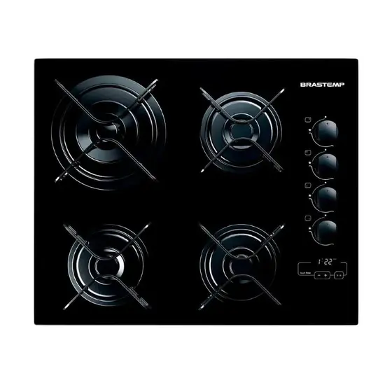 Cooktop 4 Bocas a Gás Brastemp Duplachama com Timer Touch Preto Bivolt BDT62AE