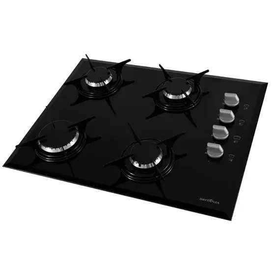 Cooktop 4 Bocas a Gás Britania Preto Bivolt BCT4P