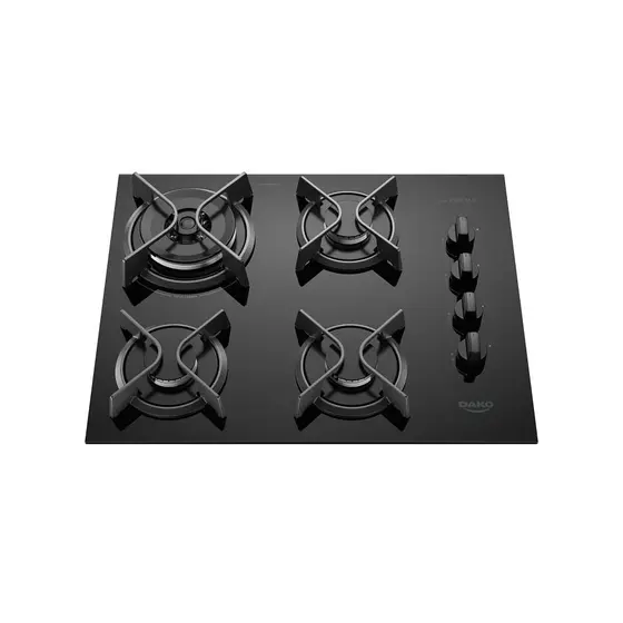 Cooktop 4 Bocas a Gás Dako Supreme com Vidro Temperado Preto