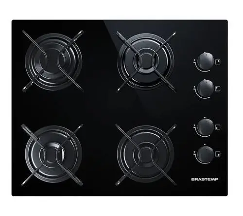 Cooktop 4 Bocas a Gás Brastemp com Mesa de Vidro Bivolt