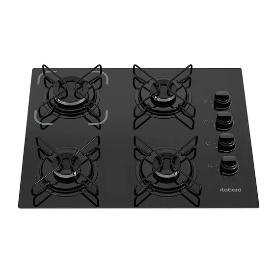 Cooktop 4 Bocas a Gás Itatiaia Essencial com Mesa de Vidro Preto Bivolt 3700000192