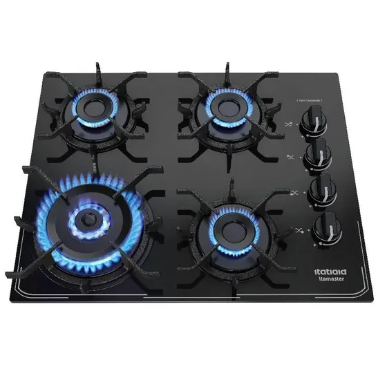 Cooktop 4 Bocas a Gás Itatiaia Itamaster com Mesa de Vidro Preto Bivolt 3700000341