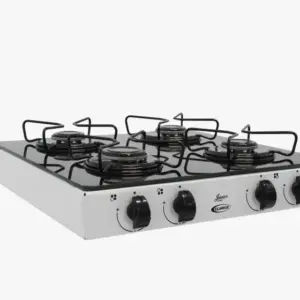 Cooktop 4 Bocas a Gás Clarice de Sobrepor com Mesa de Vidro Branco