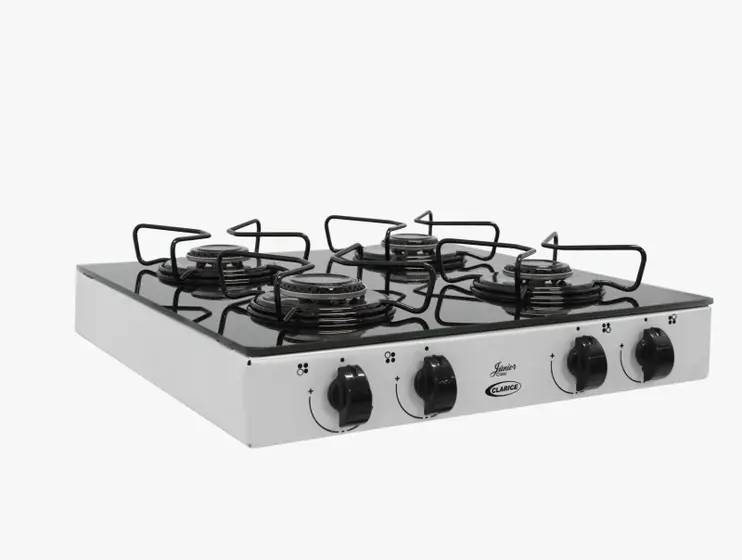 Cooktop 4 Bocas a Gás Clarice de Sobrepor com Mesa de Vidro Branco