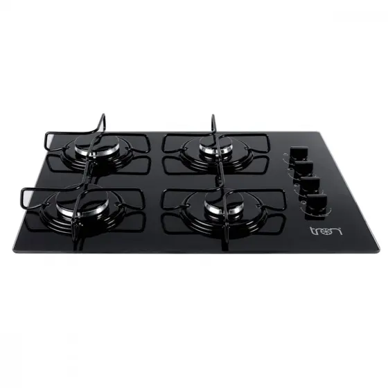 Cooktop 4 Bocas a Gás Tron com Mesa de Vidro Preto Bivolt