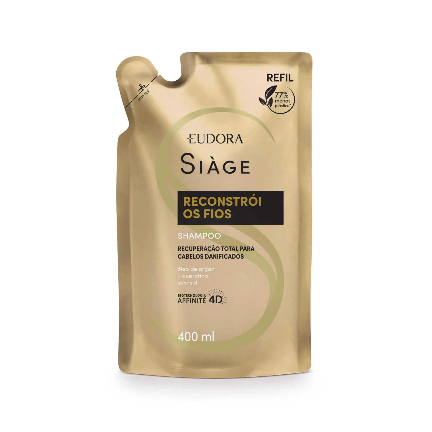 Shampoo Eudora Siàge Reconstrói os Fios Refil 400ml