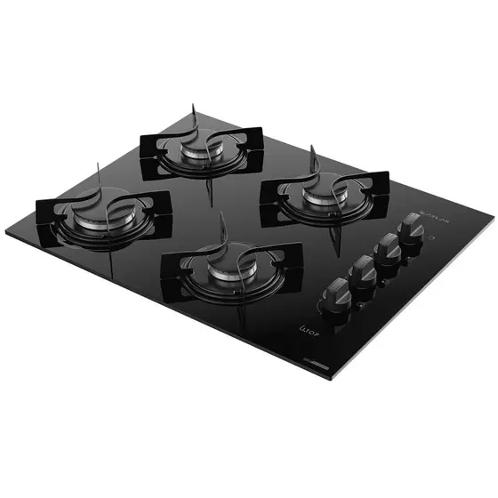 Cooktop 4 Bocas a Gás Atlas U Top com Mesa de Vidro Preto Bivolt