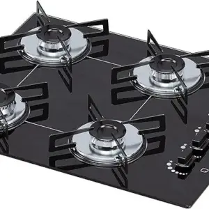 Cooktop 4 Bocas a Gás Chamalux Ultra Chama com Chapa Preto Bivolt